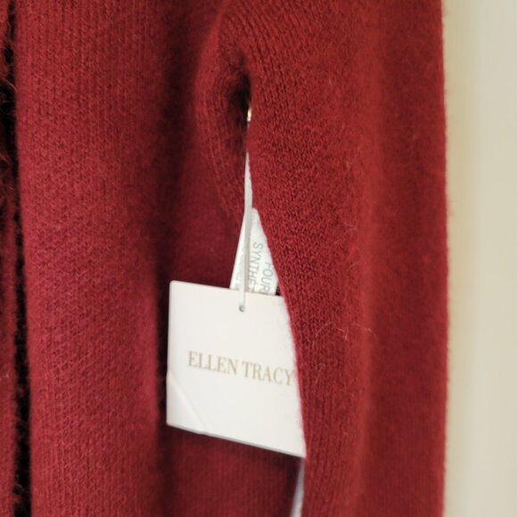 ELLEN TRACY Faux Fur Collar Cardigan NWT - Picture 3 of 10